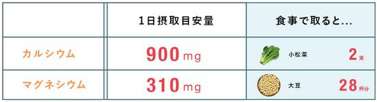 妊娠中のカルシウムとマグネシウムの1日の摂取量